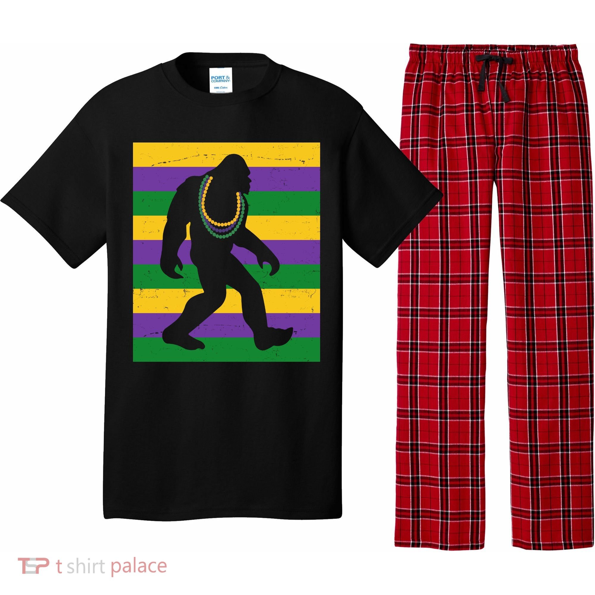 Bigfoot Mardi Gras Festive Pajama Set
