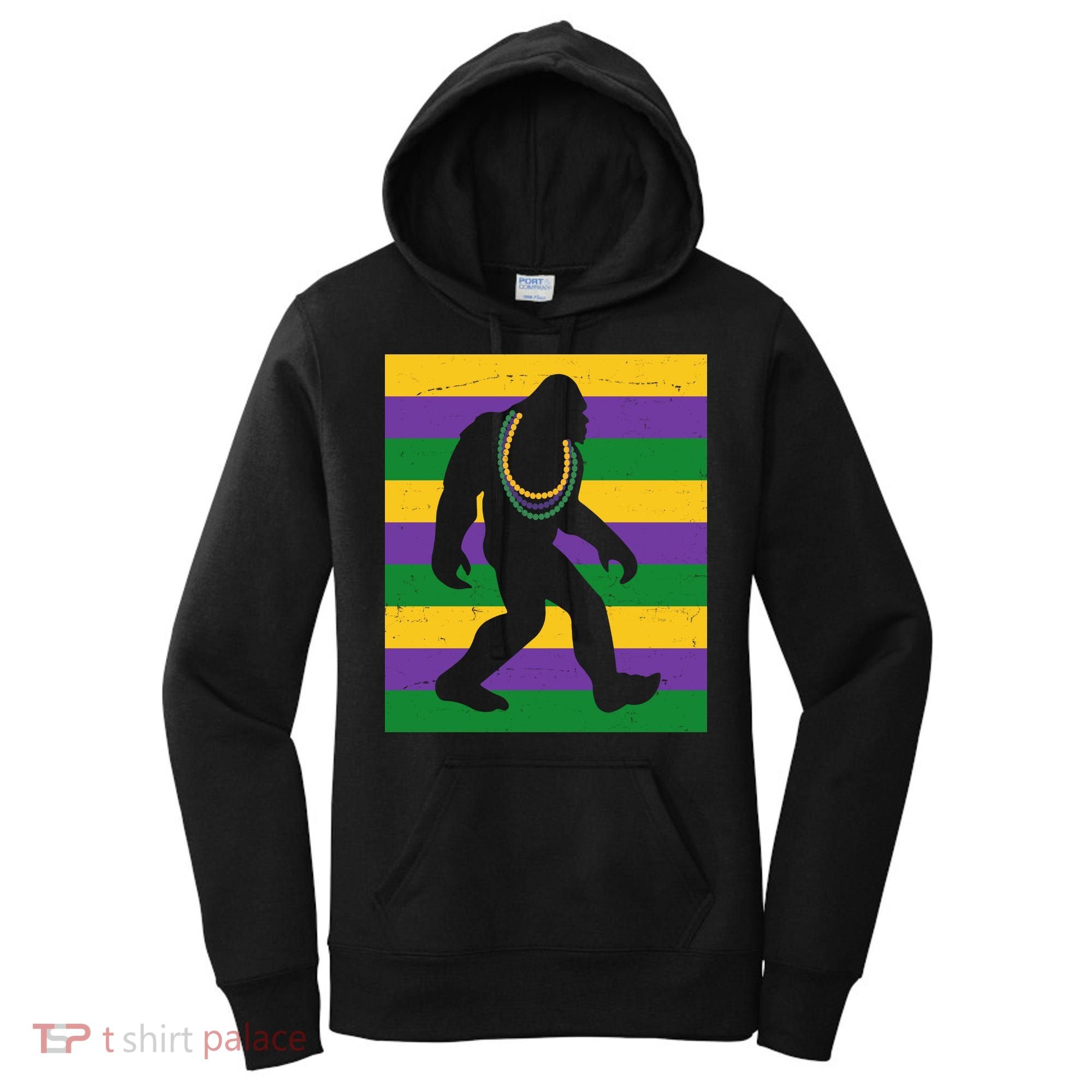 Bigfoot Mardi Gras Festive Women's Hoodie