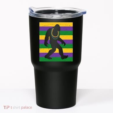 Bigfoot Mardi Gras Festive Tumbler