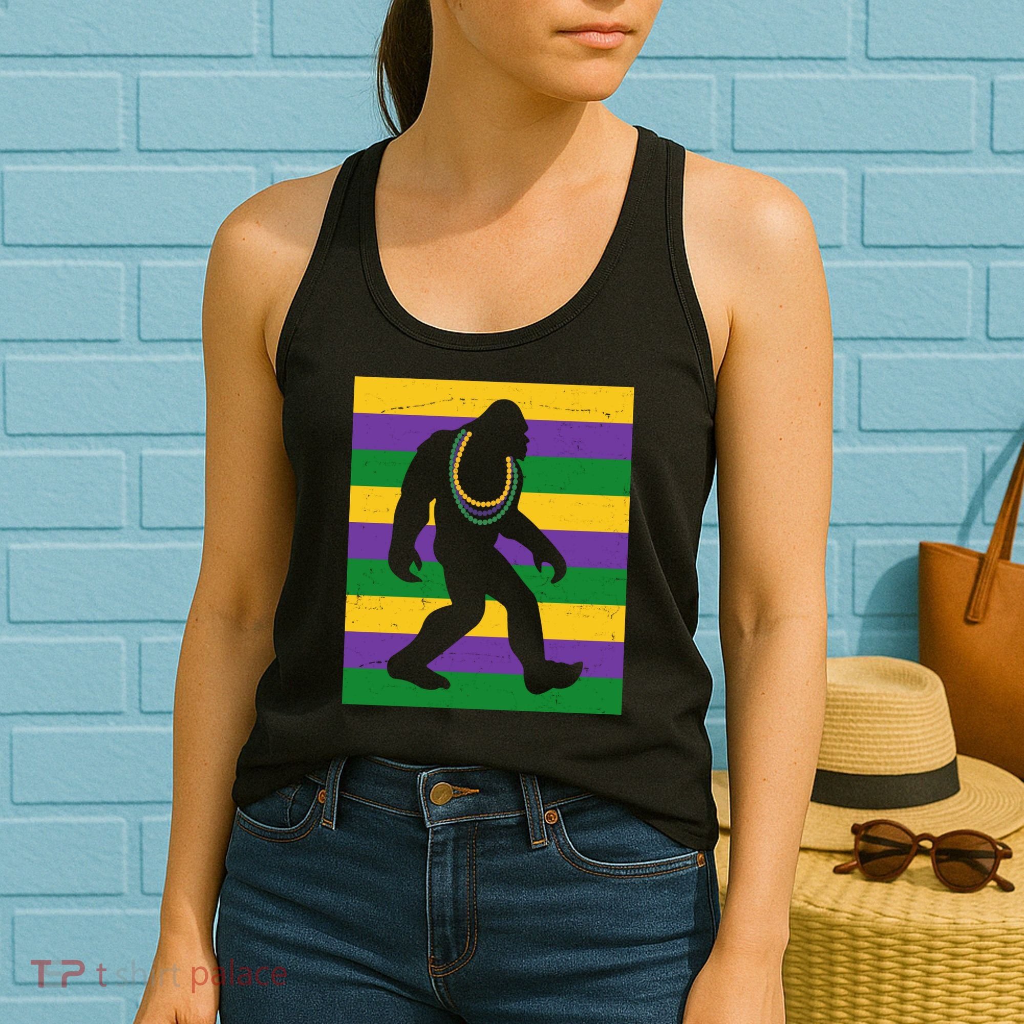 Bigfoot Mardi Gras Festive Women's Tank Top
