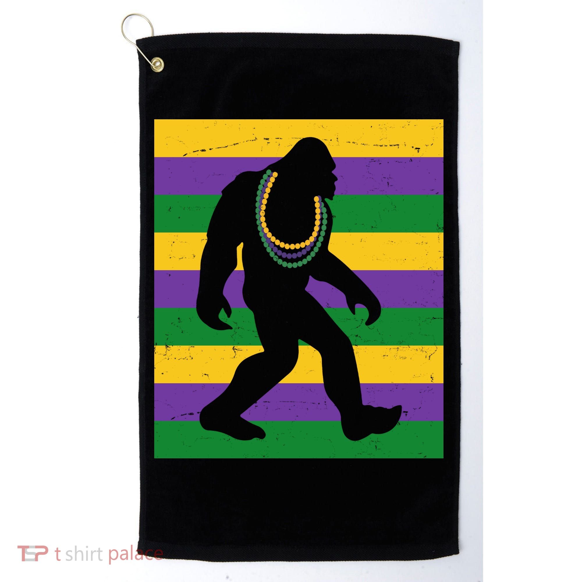 Bigfoot Mardi Gras Festive Golf Towel