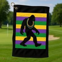 Bigfoot Mardi Gras Festive Golf Towel thumb 1