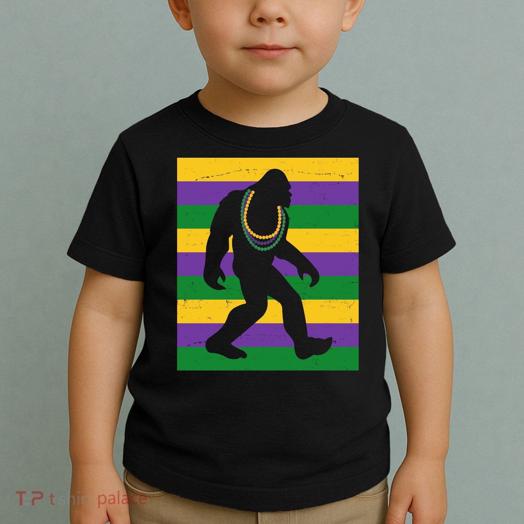 Bigfoot Mardi Gras Festive Toddler T-Shirt