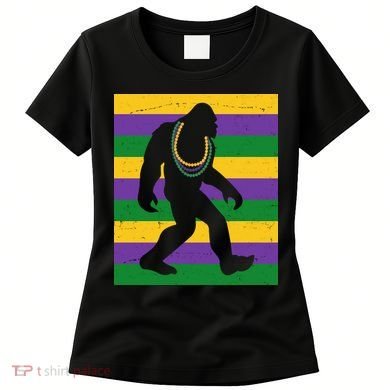Bigfoot Mardi Gras Festive Women's T-Shirt