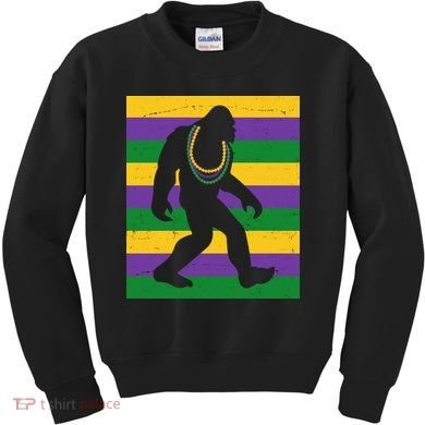 Bigfoot Mardi Gras Festive Kids Sweatshirt