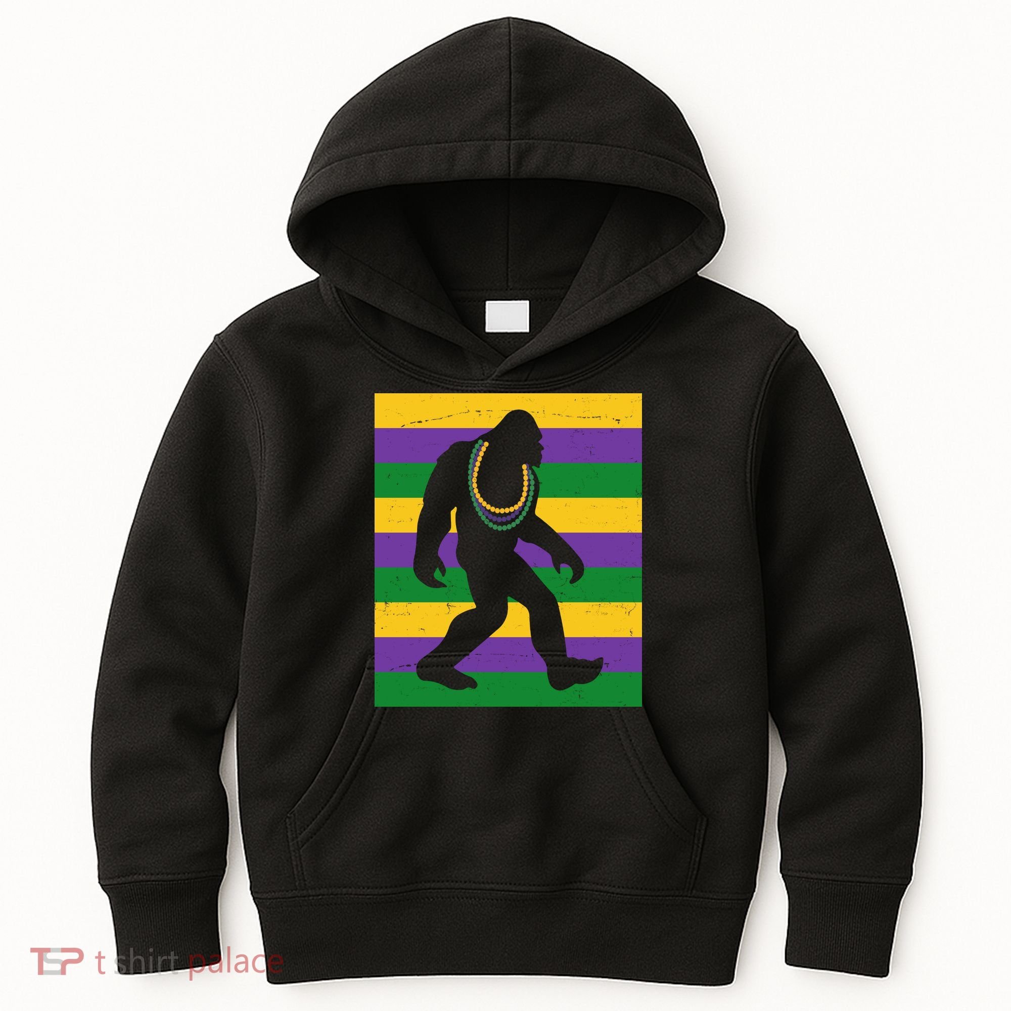 Bigfoot Mardi Gras Festive Kids Hoodie