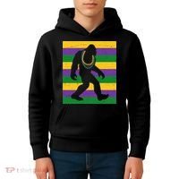 Bigfoot Mardi Gras Festive Kids Hoodie thumb 4