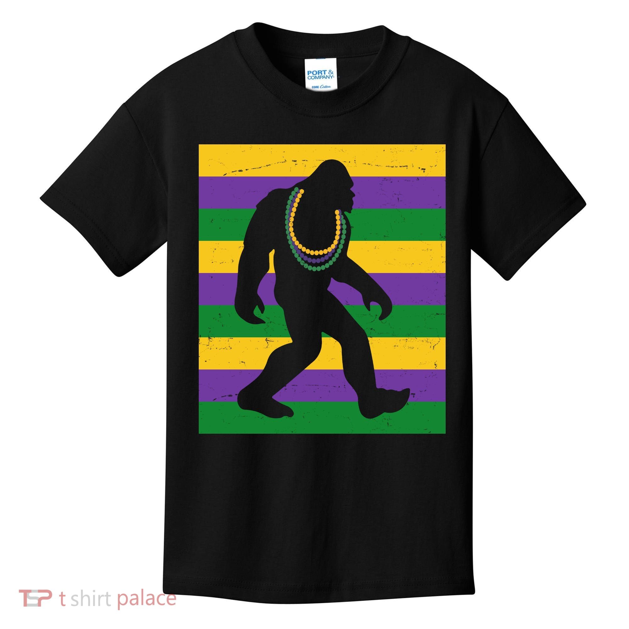 Bigfoot Mardi Gras Festive Kids T-Shirt