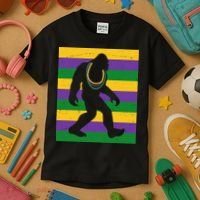 Bigfoot Mardi Gras Festive Kids T-Shirt thumb 3