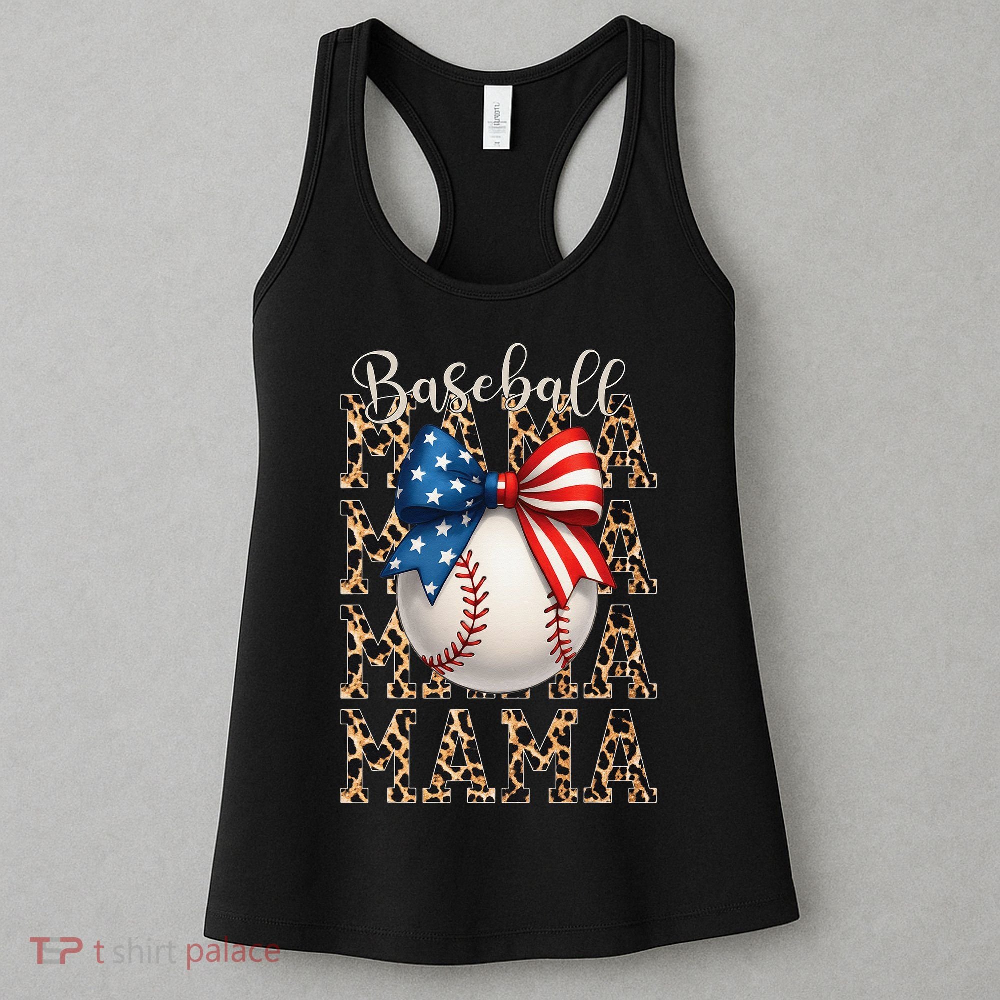Baseball Mama Game Day Baseball USA 4th Of July Mom Mother Women's Tank Top