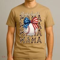 Baseball Mama Game Day Baseball USA 4th Of July Mom Mother T-Shirt thumb 3