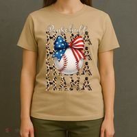 Baseball Mama Game Day Baseball USA 4th Of July Mom Mother T-Shirt thumb 4