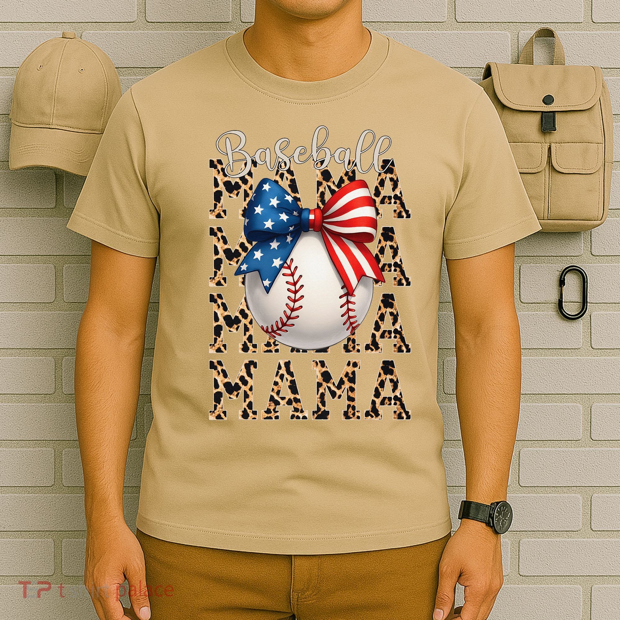 Baseball Mama Game Day Baseball USA 4th Of July Mom Mother T-Shirt