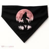 Bigfoot Moon Graphic Night Forest! Cool Sasquatch Men Women USA-Made Doggie Bandana thumb 0