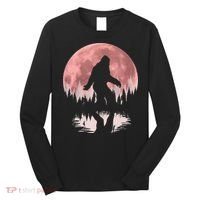 Bigfoot Moon Graphic Night Forest! Cool Sasquatch Men Women Long Sleeve Shirt thumb 0