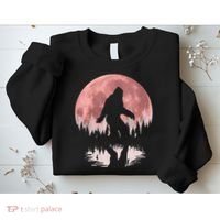 Bigfoot Moon Graphic Night Forest! Cool Sasquatch Men Women Sweatshirt thumb 2