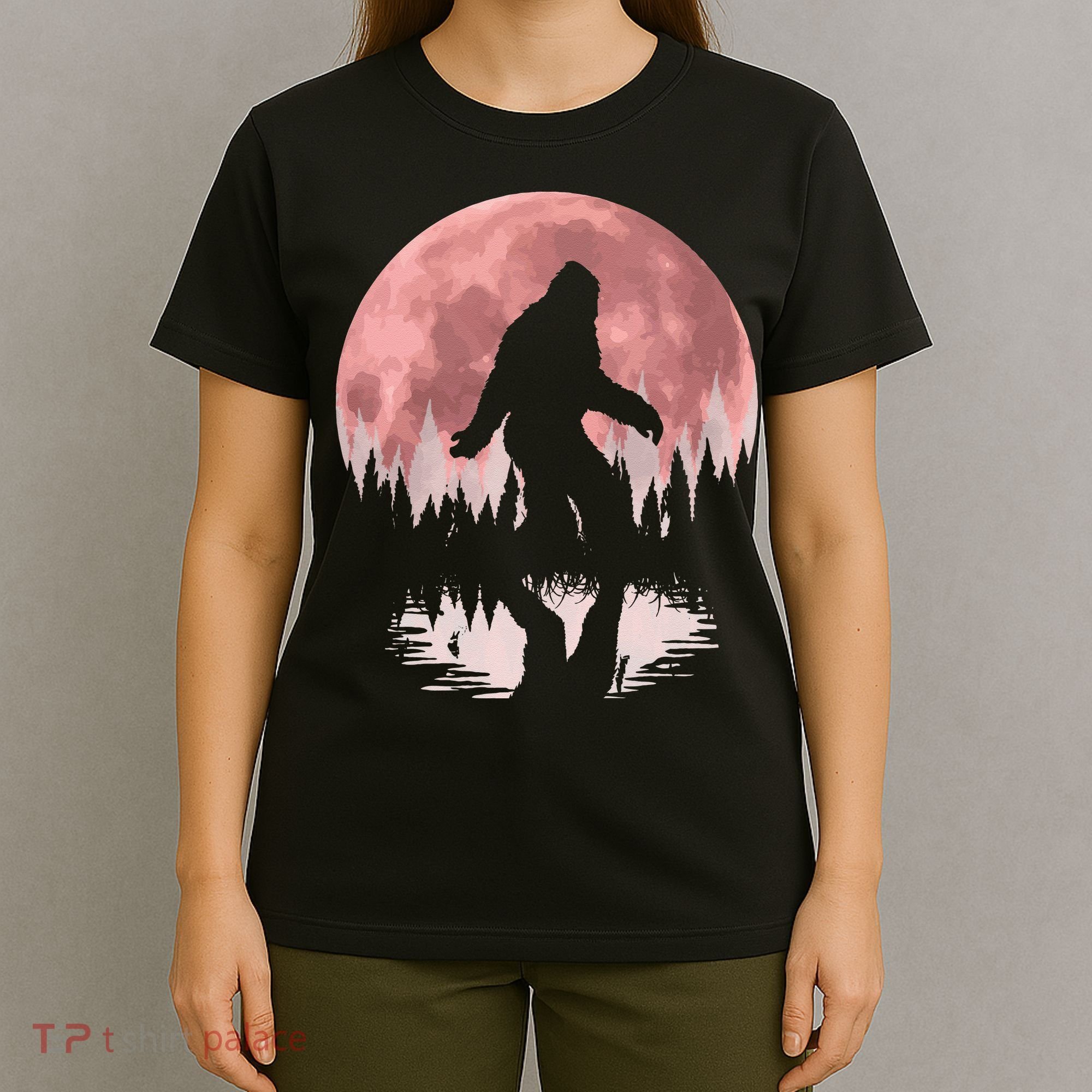 Bigfoot Moon Graphic Night Forest! Cool Sasquatch Men Women T-Shirt