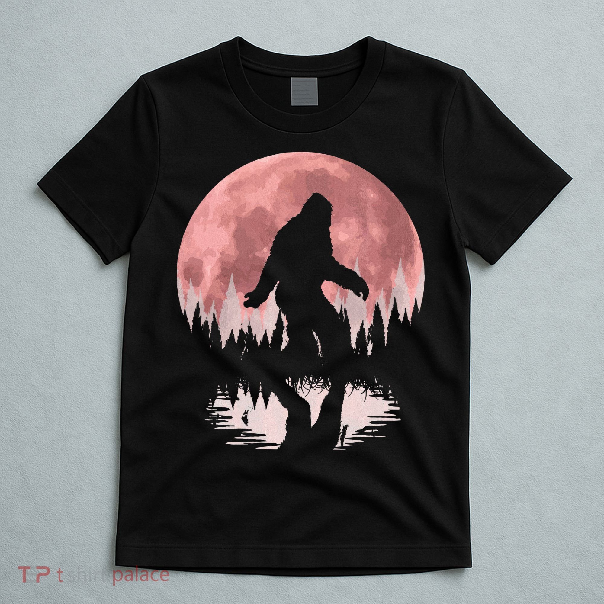 Bigfoot Moon Graphic Night Forest! Cool Sasquatch Men Women T-Shirt
