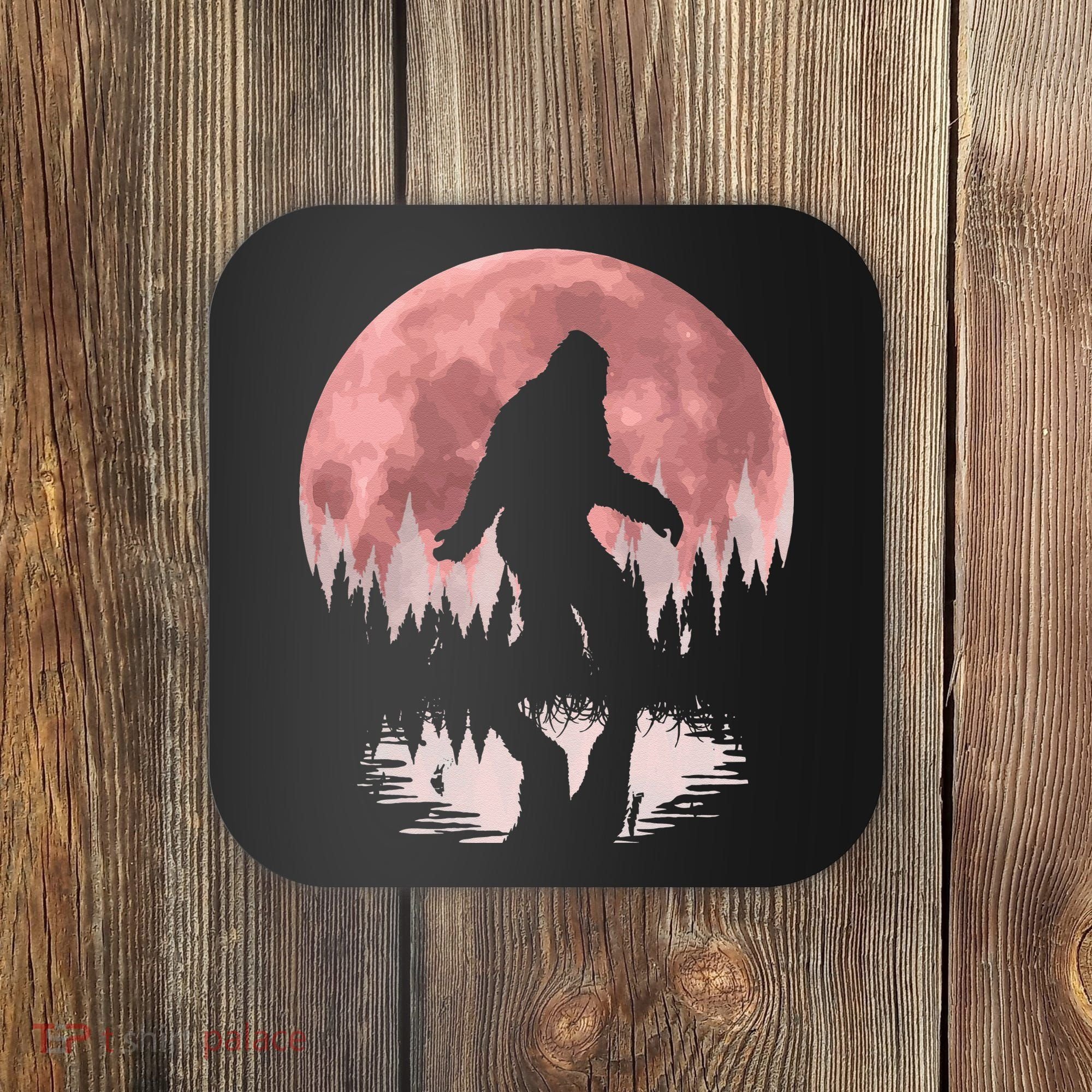 Bigfoot Moon Graphic Night Forest! Cool Sasquatch Men Women Coaster