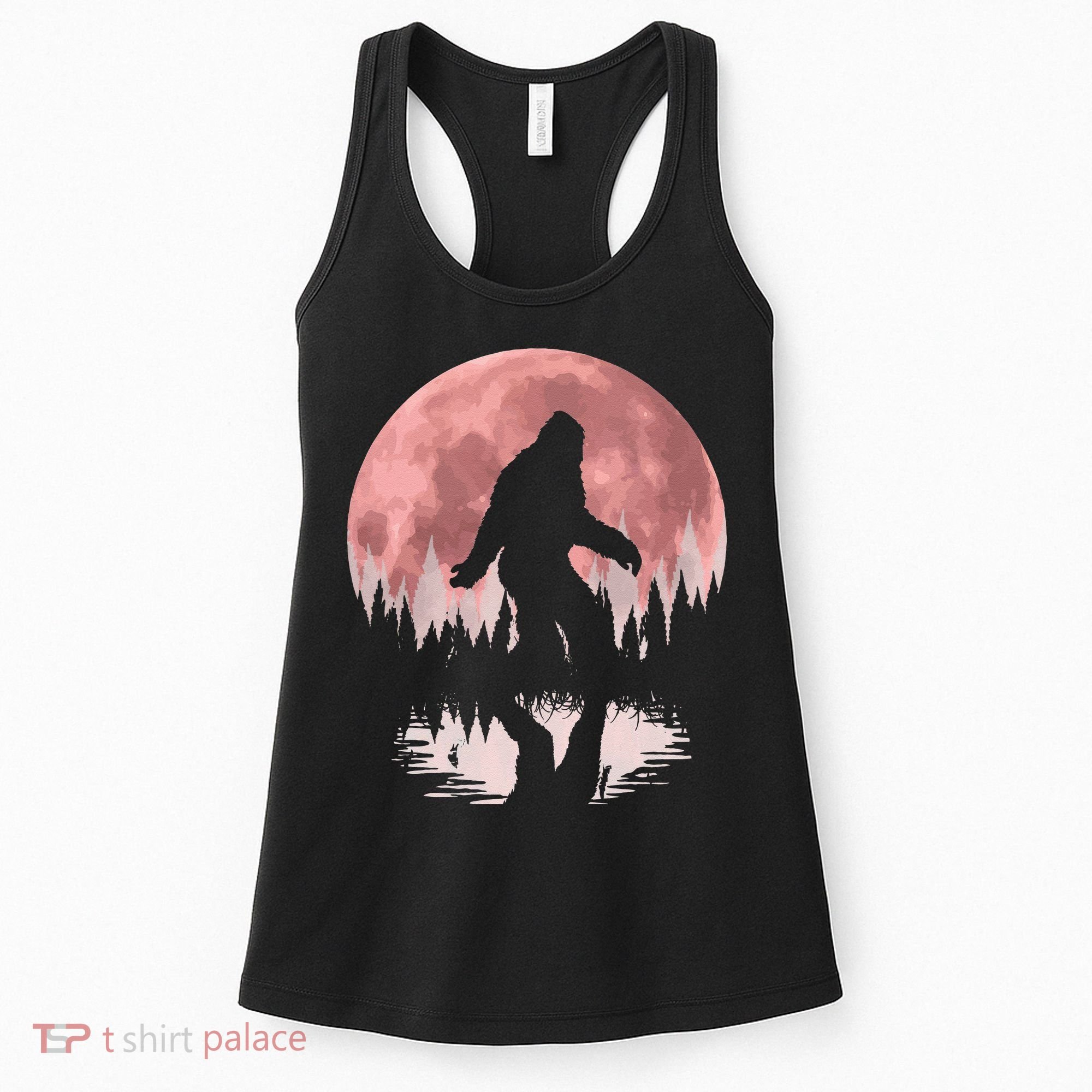 Bigfoot Moon Graphic Night Forest! Cool Sasquatch Men Women Women's Tank Top