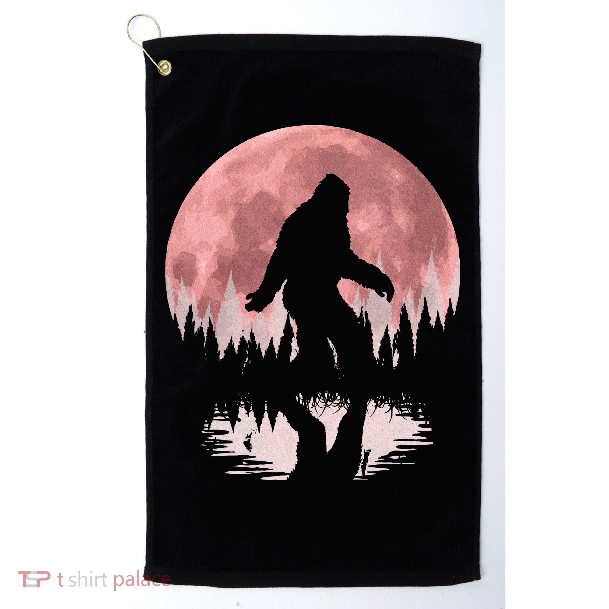 Bigfoot Moon Graphic Night Forest! Cool Sasquatch Men Women Golf Towel