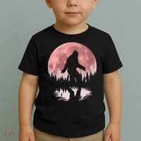 Bigfoot Moon Graphic Night Forest! Cool Sasquatch Men Women Toddler T-Shirt thumb 2