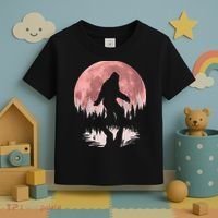 Bigfoot Moon Graphic Night Forest! Cool Sasquatch Men Women Toddler T-Shirt thumb 3