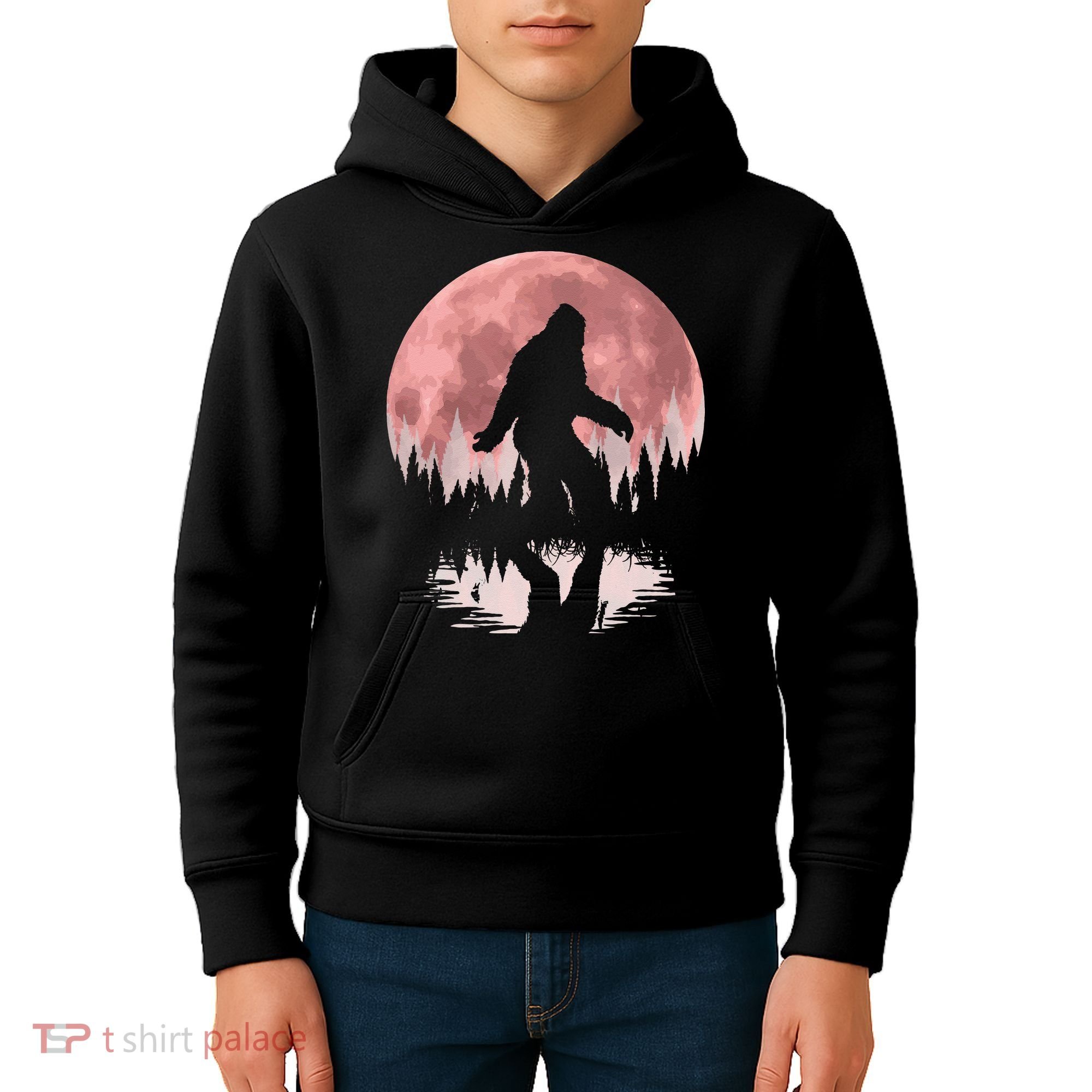 Bigfoot Moon Graphic Night Forest! Cool Sasquatch Men Women Kids Hoodie