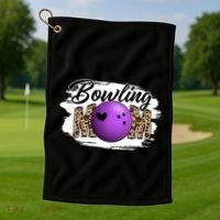 Bowling Mom Game Day Outfit Funny Mother's Day For Mom Gift Golf Towel thumb 1