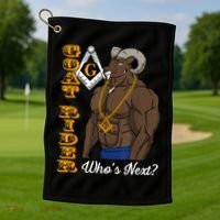 Brothers Masons Goat Rider Whos Next Masonic Funny Gift Golf Towel thumb 1