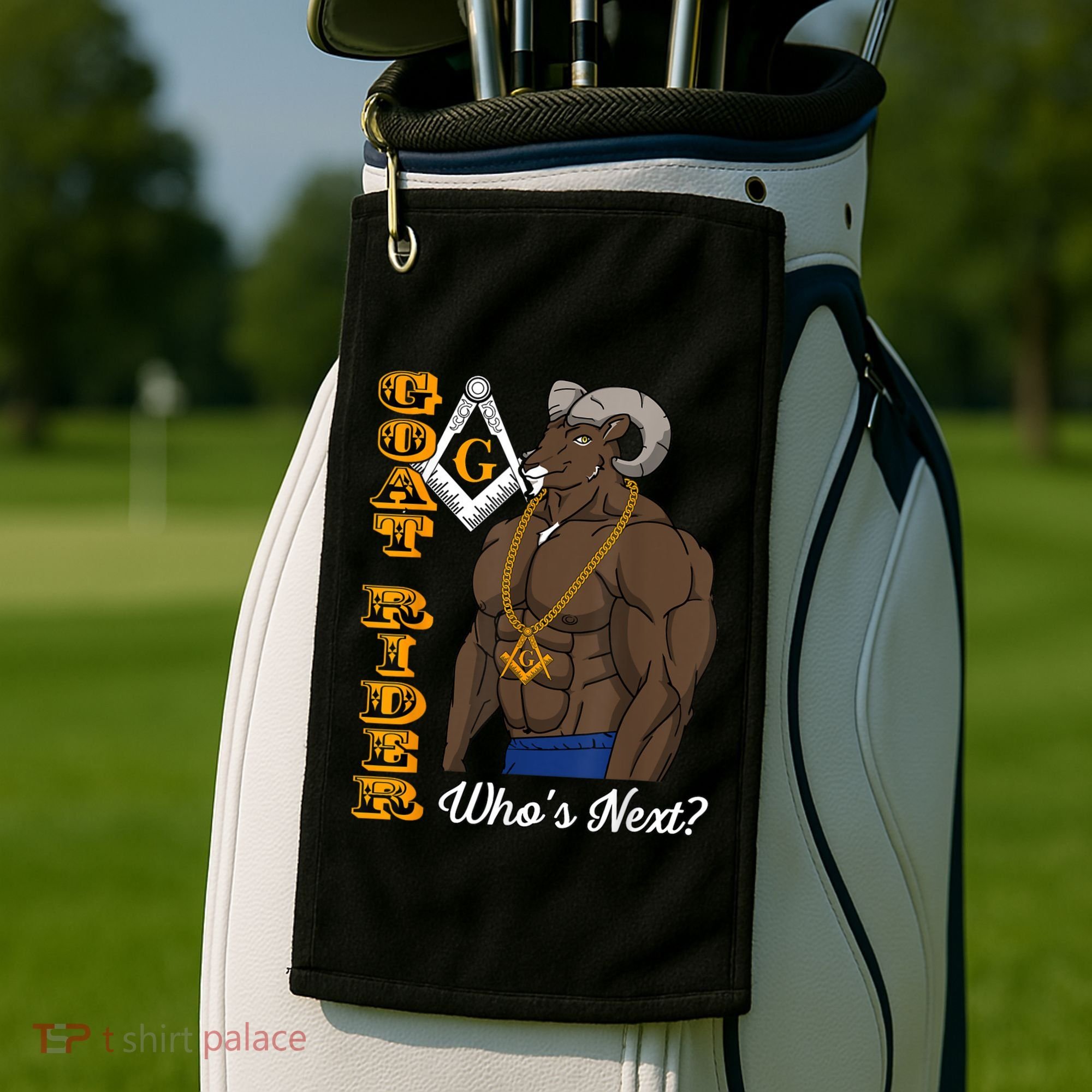 Brothers Masons Goat Rider Whos Next Masonic Funny Gift Golf Towel