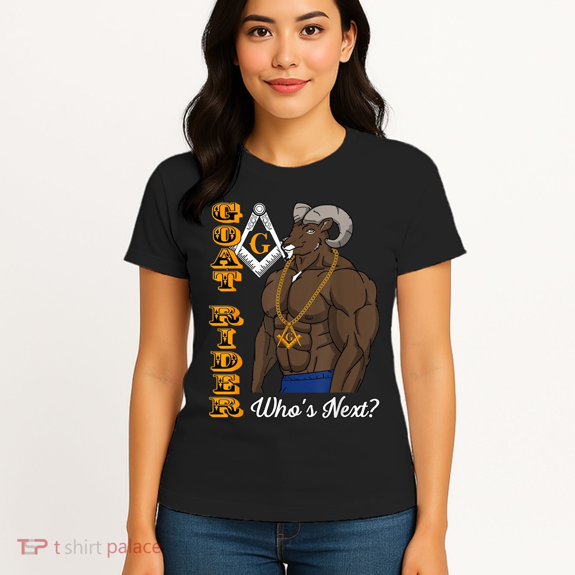 Brothers Masons Goat Rider Whos Next Masonic Funny Gift Women's T-Shirt