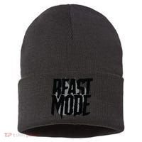 Beast Mode Gym Motivation Sustainable Knit Beanie thumb 0
