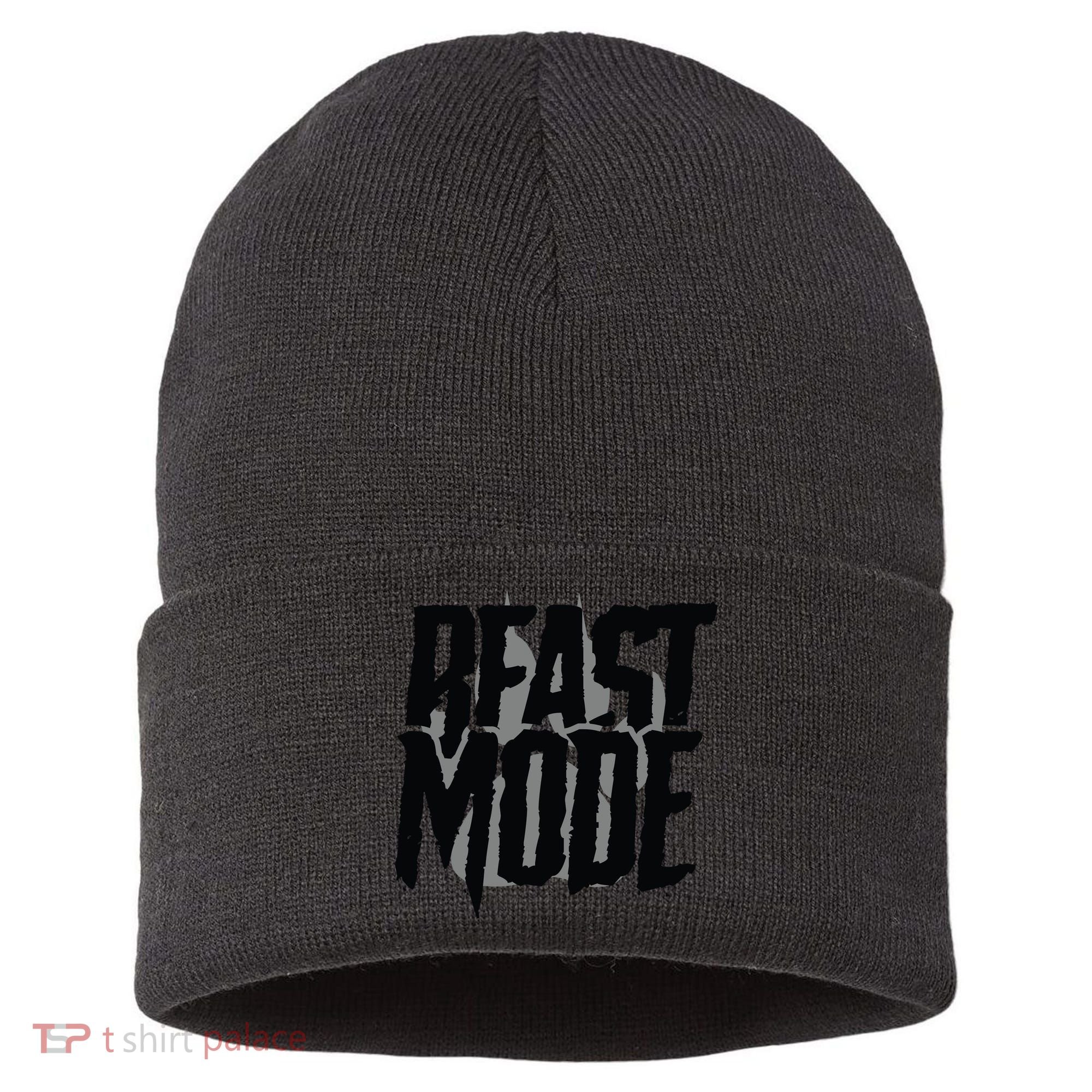 Beast Mode Gym Motivation Sustainable Knit Beanie
