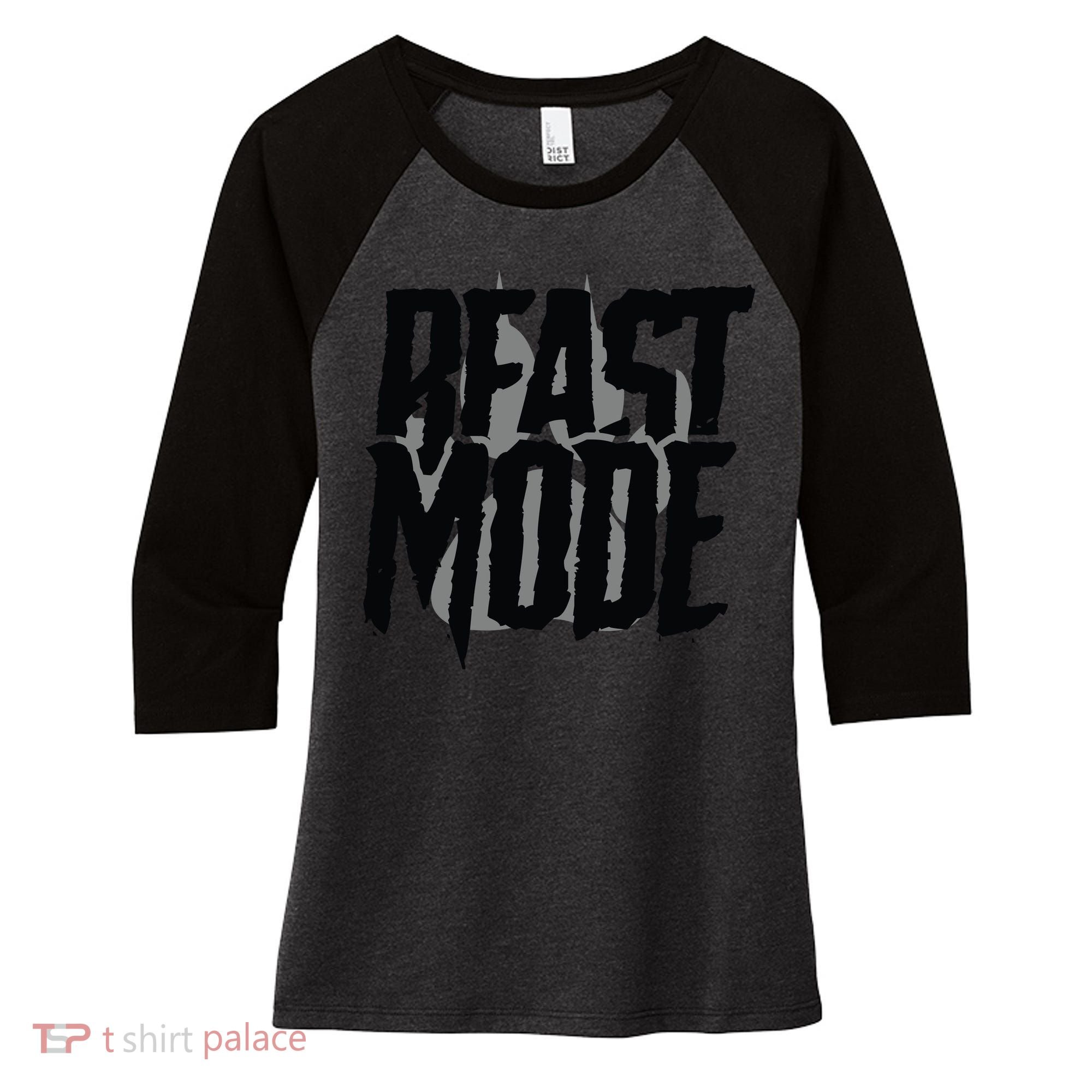Beast Mode Gym Motivation Women's Tri-Blend 3/4-Sleeve Raglan Shirt