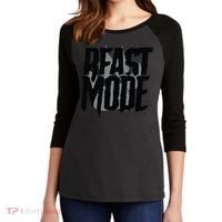 Beast Mode Gym Motivation Women's Tri-Blend 3/4-Sleeve Raglan Shirt thumb 2