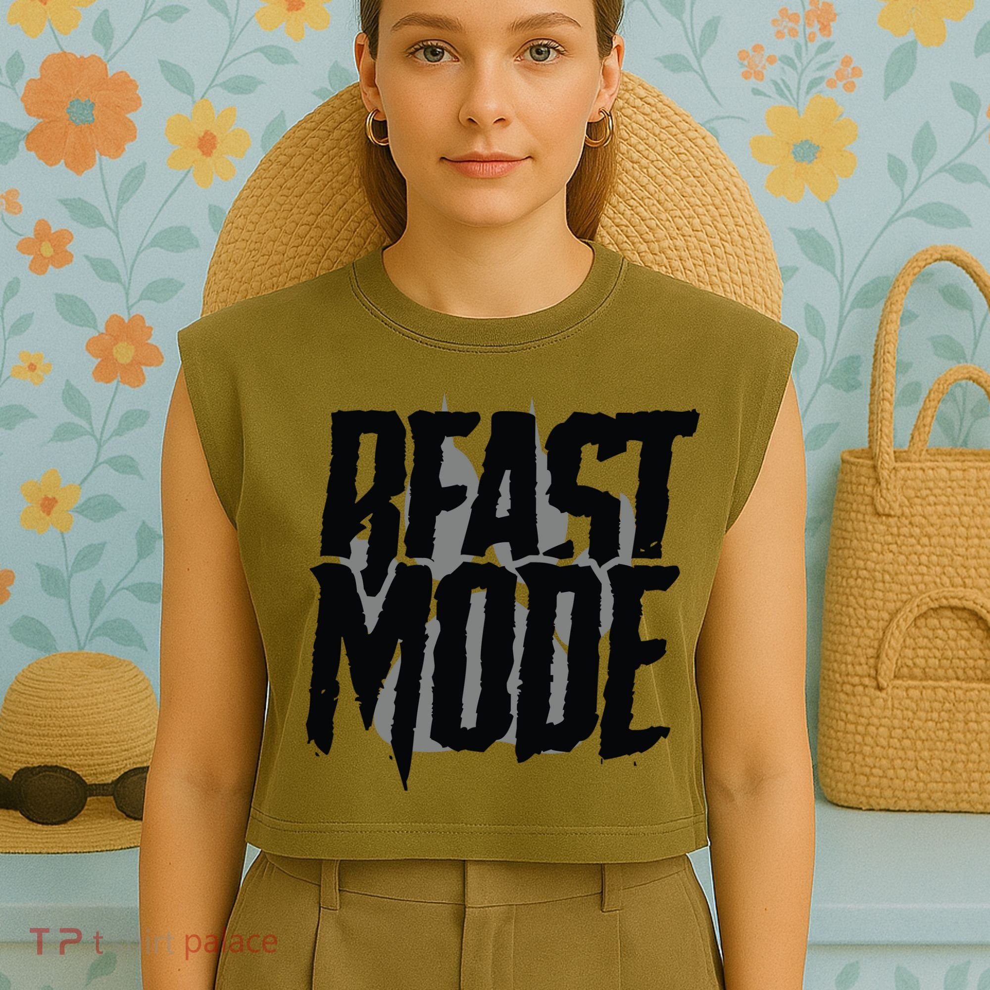 Beast Mode Gym Motivation Garment-Dyed Women's Muscle Tee