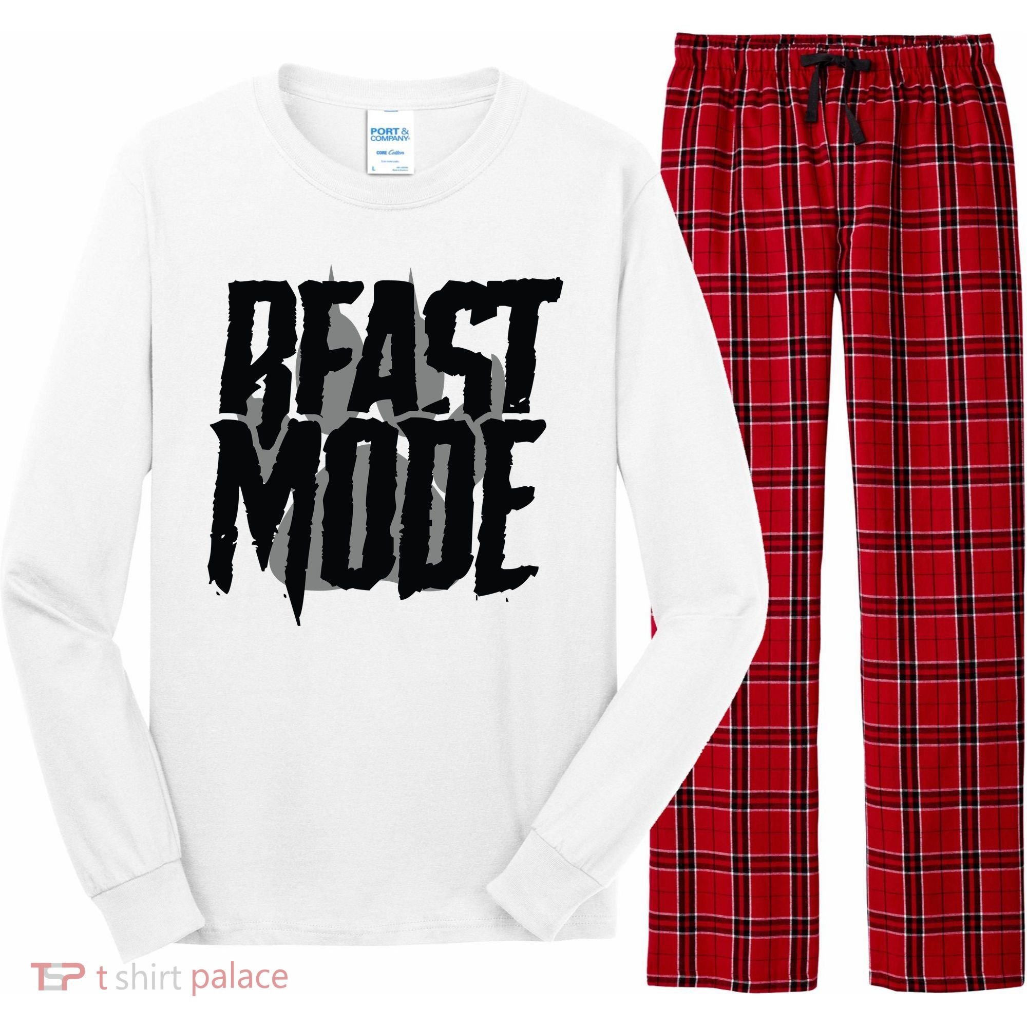 Beast Mode Gym Motivation Long Sleeve Pajama Set
