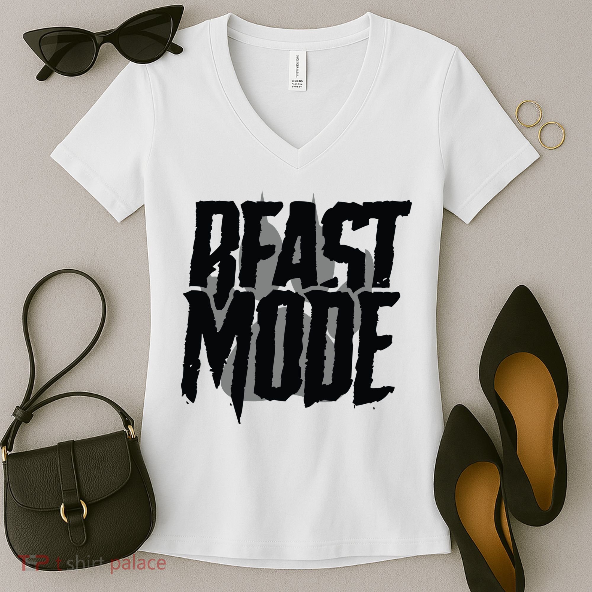 Beast Mode Gym Motivation Women's V-Neck T-Shirt