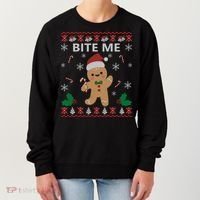 Bite Me Gingerbread Ugly Christmas Sweater Funny Gift Meaningful Gift Women's Sweatshirt thumb 0