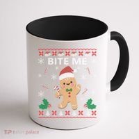 Bite Me Gingerbread Ugly Christmas Sweater Funny Gift Meaningful Gift Coffee Mug thumb 1