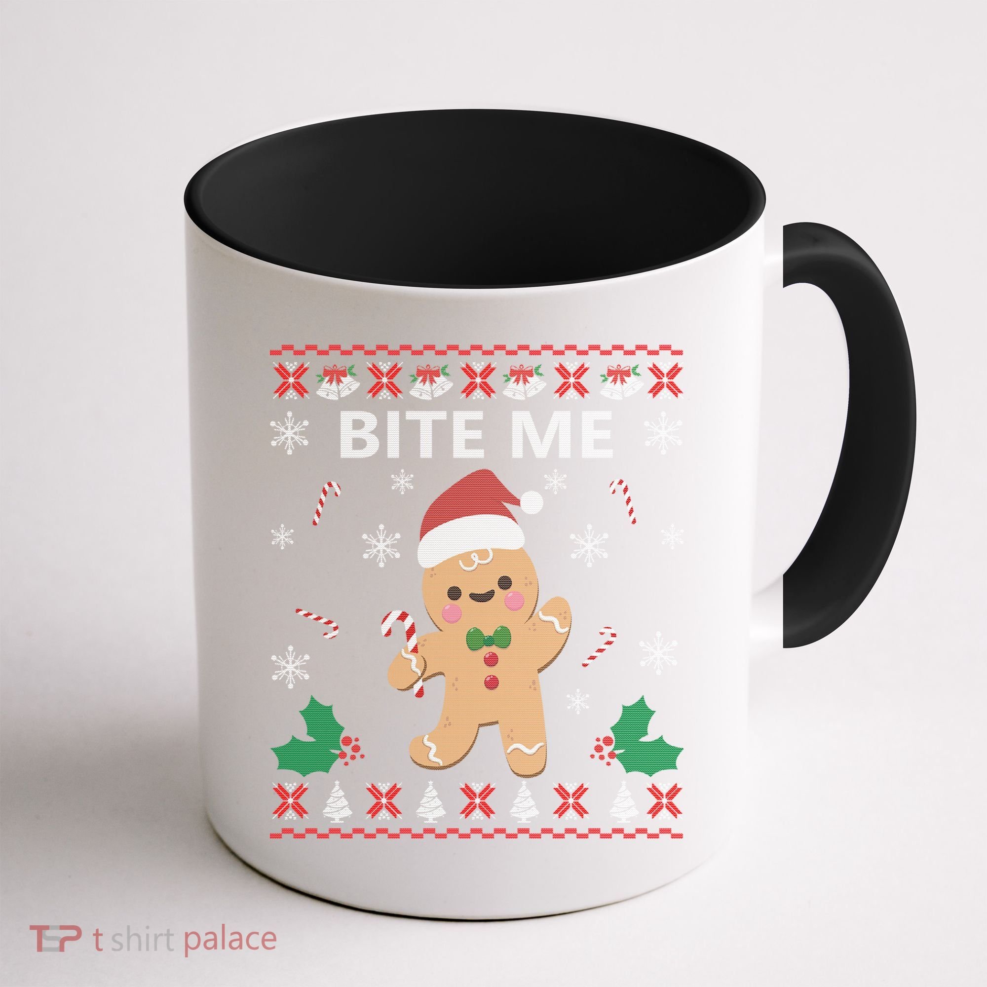 Bite Me Gingerbread Ugly Christmas Sweater Funny Gift Meaningful Gift Coffee Mug