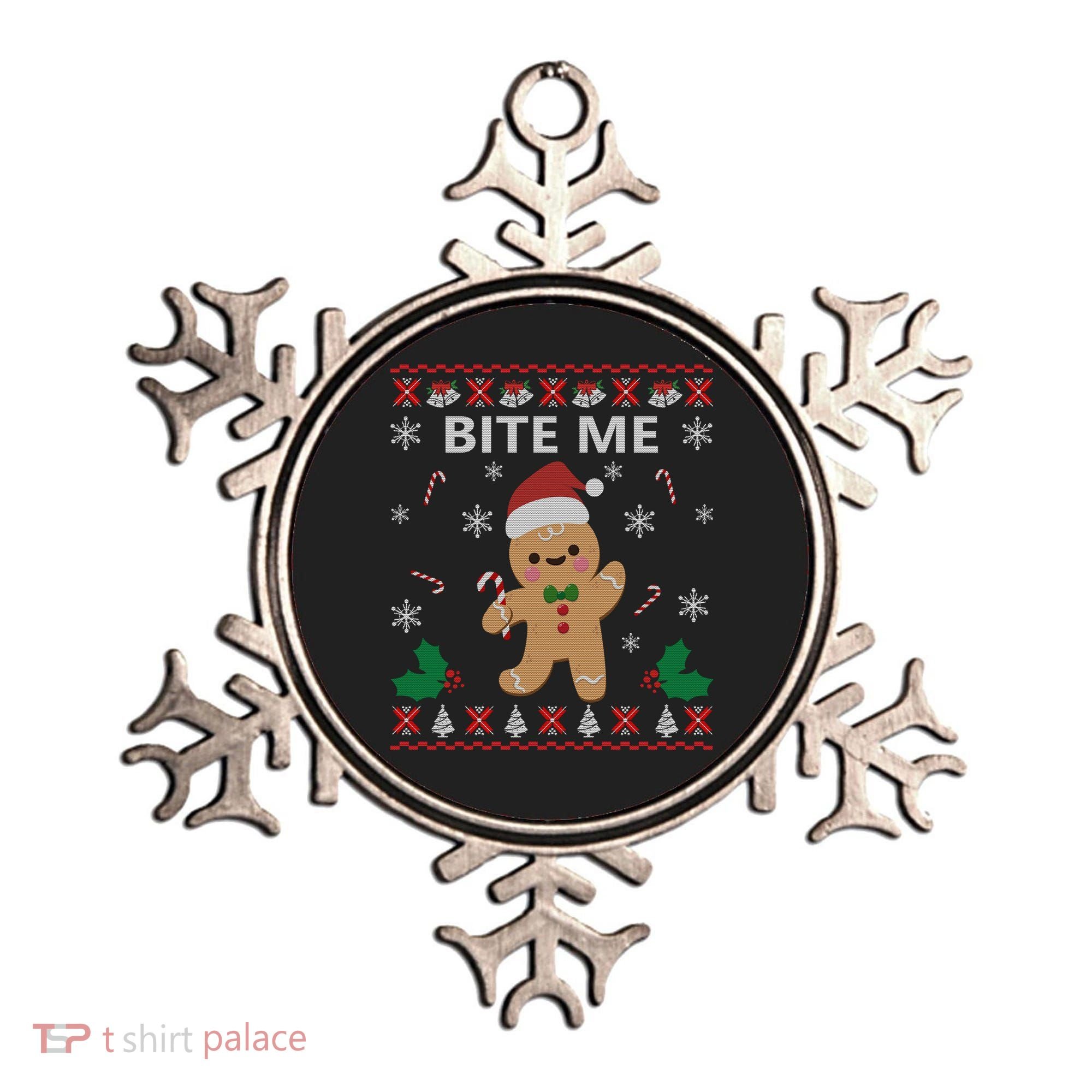 Bite Me Gingerbread Ugly Christmas Sweater Funny Gift Meaningful Gift Ornament