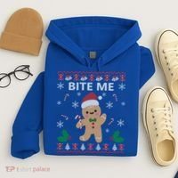 Bite Me Gingerbread Ugly Christmas Sweater Funny Gift Meaningful Gift Hoodie thumb 4