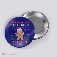 Bite Me Gingerbread Ugly Christmas Sweater Funny Gift Meaningful Gift Button thumb 0