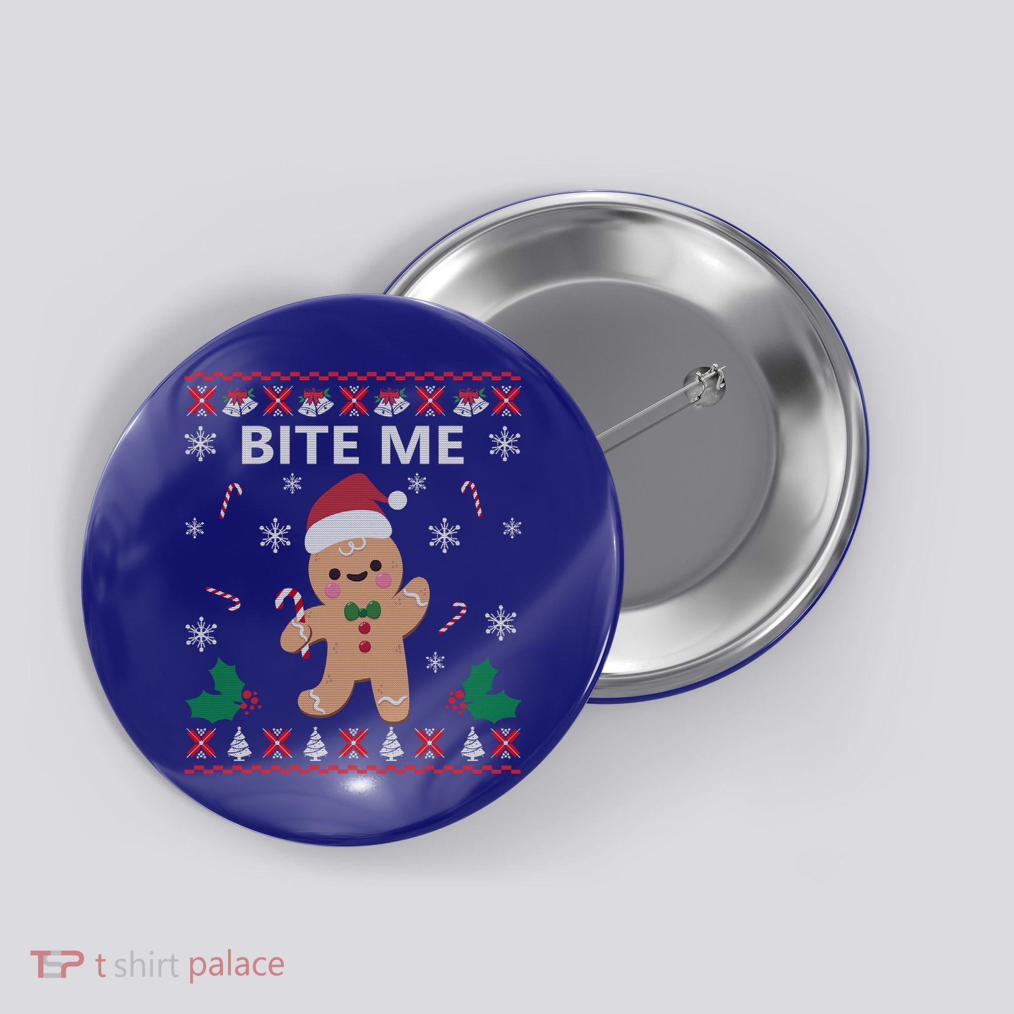 Bite Me Gingerbread Ugly Christmas Sweater Funny Gift Meaningful Gift Button