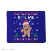 Bite Me Gingerbread Ugly Christmas Sweater Funny Gift Meaningful Gift Mousepad thumb 0