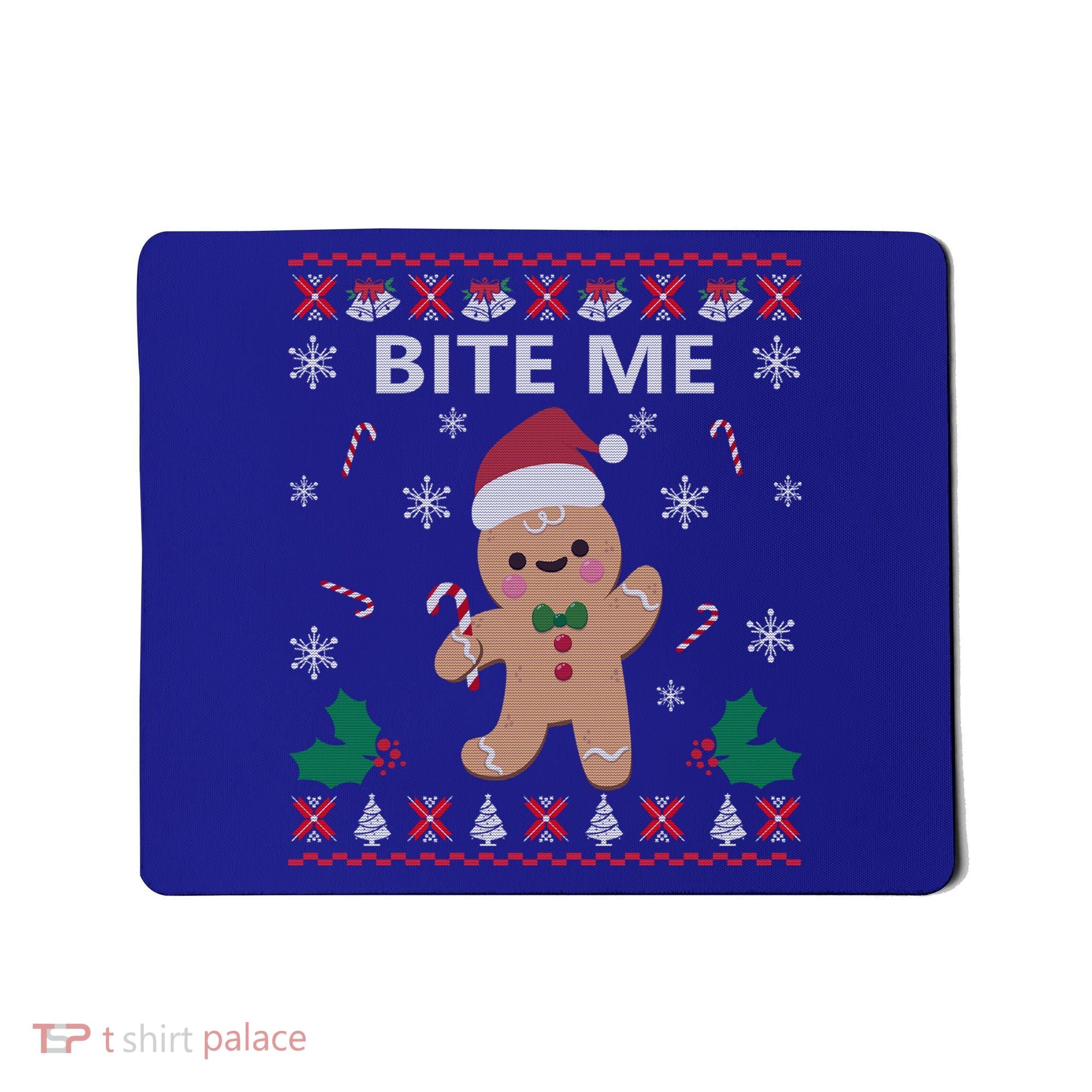 Bite Me Gingerbread Ugly Christmas Sweater Funny Gift Meaningful Gift Mousepad