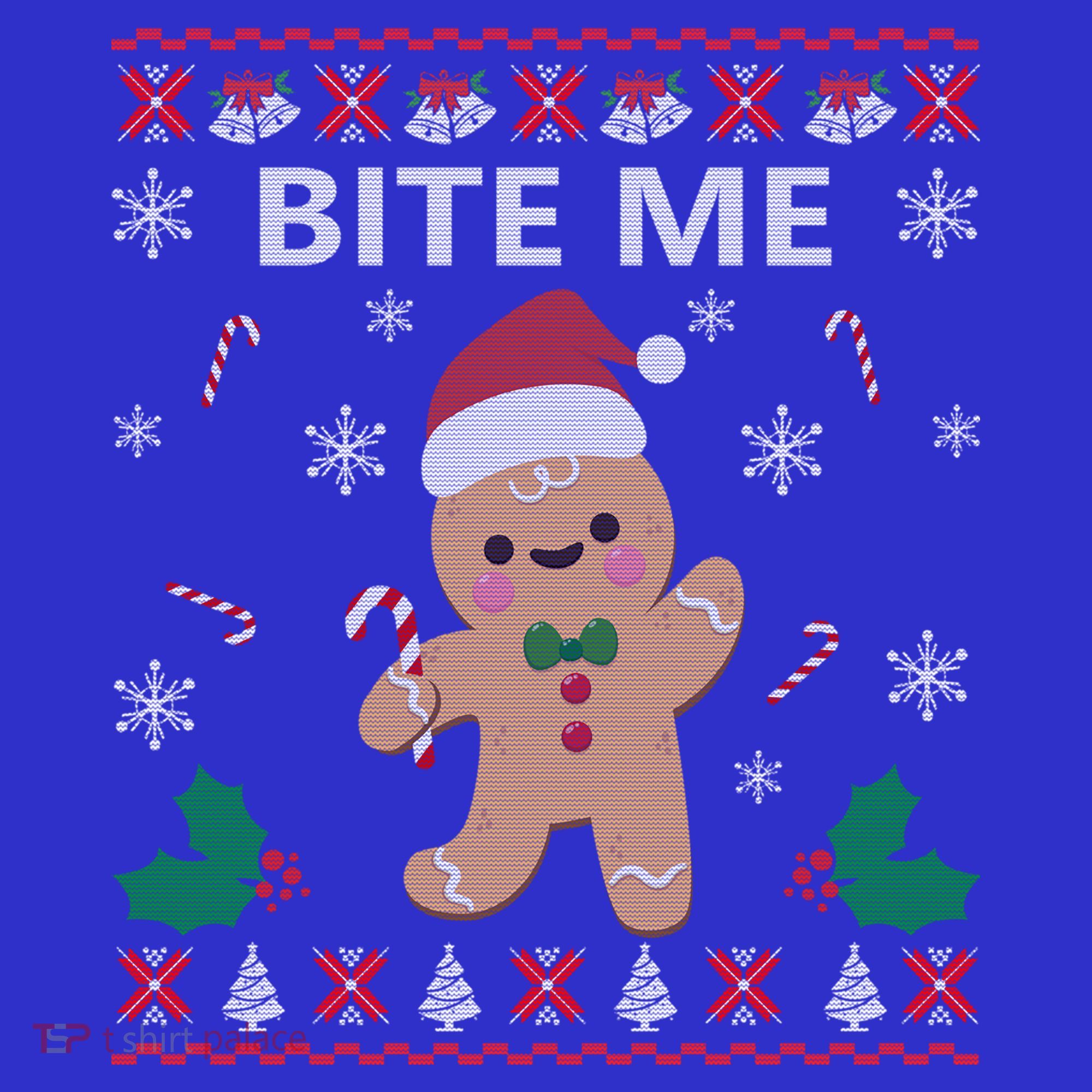 Bite Me Gingerbread Ugly Christmas Sweater Funny Gift Meaningful Gift Women's Tank Top