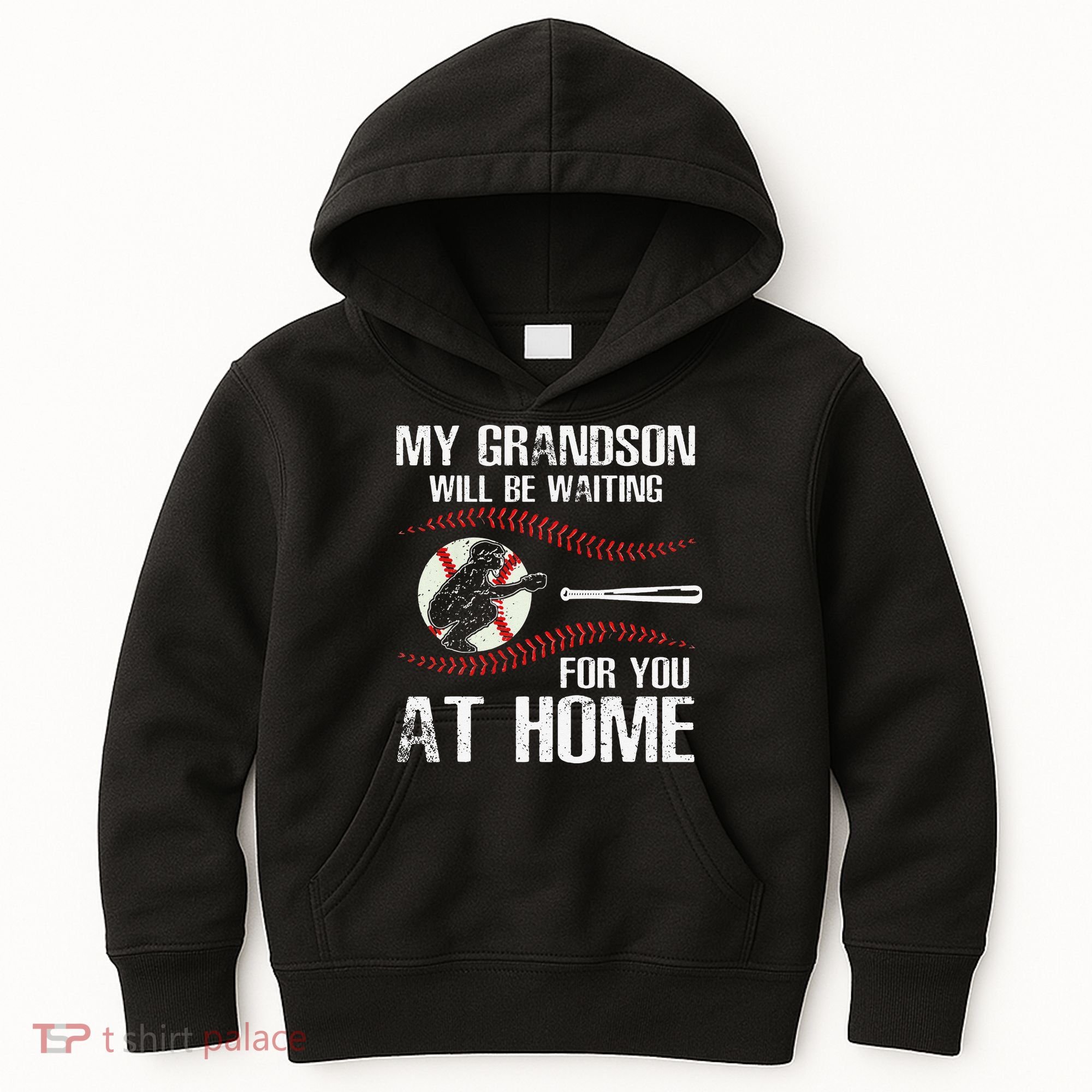 Baseball My Grandson Will Be Waiting For You At Home Kids Hoodie